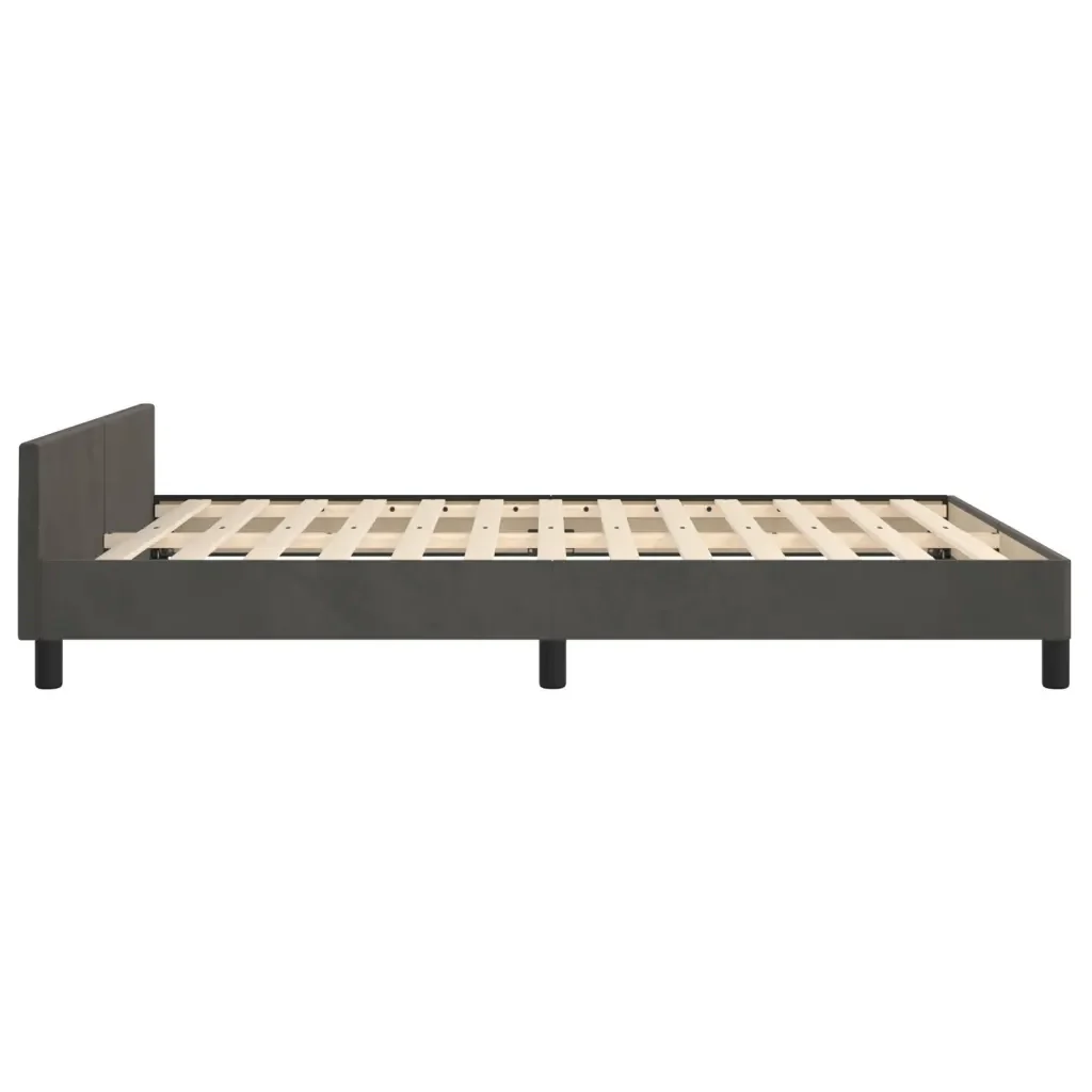 Letto matrimoniale | Letto per adulti | Giroletto senza Materasso Grigio Scuro 140x190 cm Velluto - Image 7