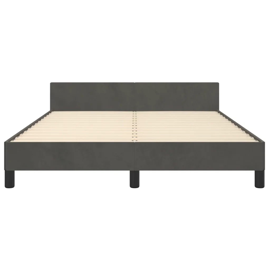 Letto matrimoniale | Letto per adulti | Giroletto senza Materasso Grigio Scuro 140x190 cm Velluto - Image 6