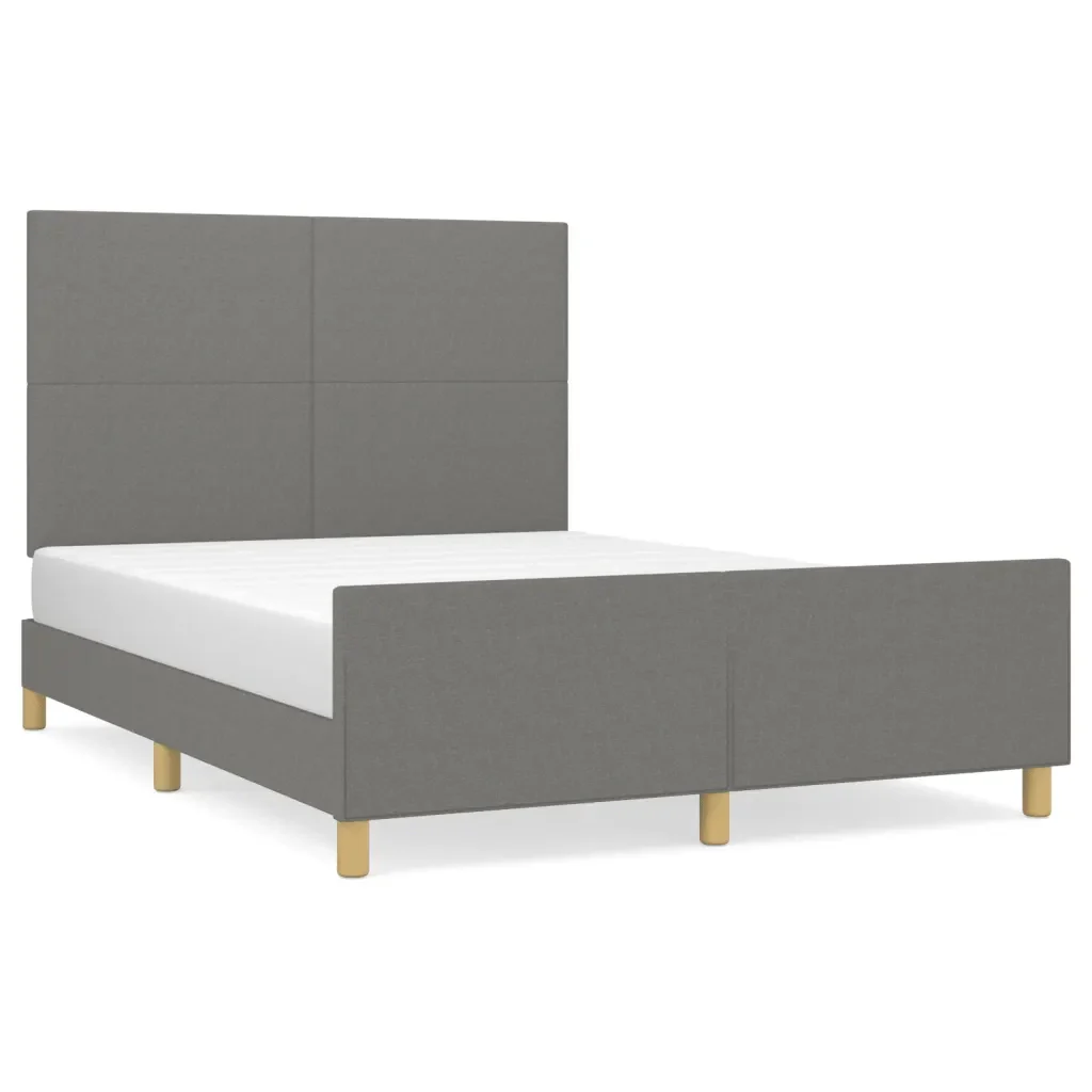 Letto matrimoniale | Letto per adulti | Giroletto senza Materasso Grigio Scuro 140x200 cm Tessuto