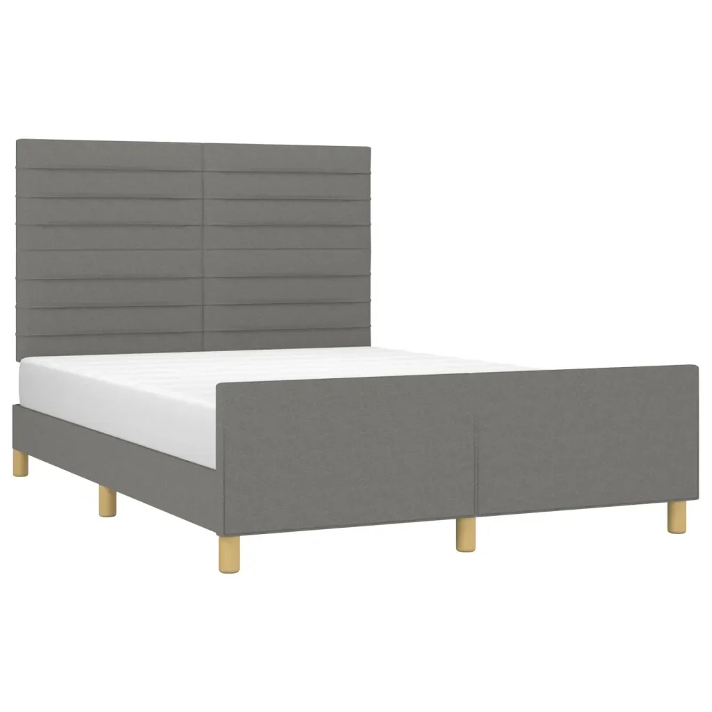 Letto matrimoniale | Letto per adulti | Giroletto senza Materasso Grigio Scuro 140x200 cm Tessuto - Image 4