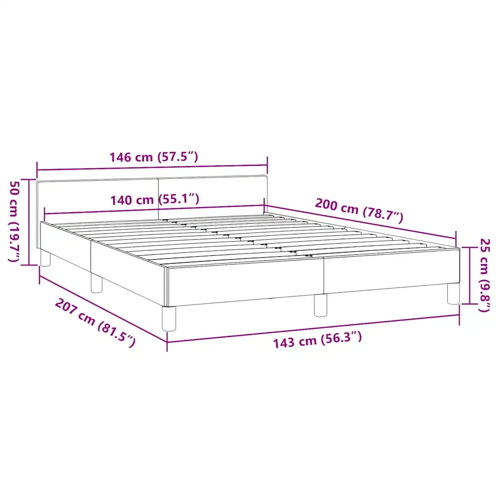 Letto matrimoniale | Letto per adulti | Giroletto senza Materasso Grigio Scuro 140x200 cm Tessuto - Image 9