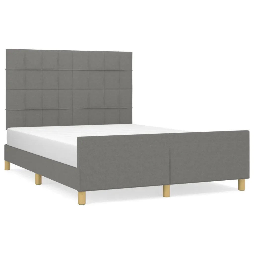 Letto matrimoniale | Letto per adulti | Giroletto senza Materasso Grigio Scuro 140x200 cm Tessuto