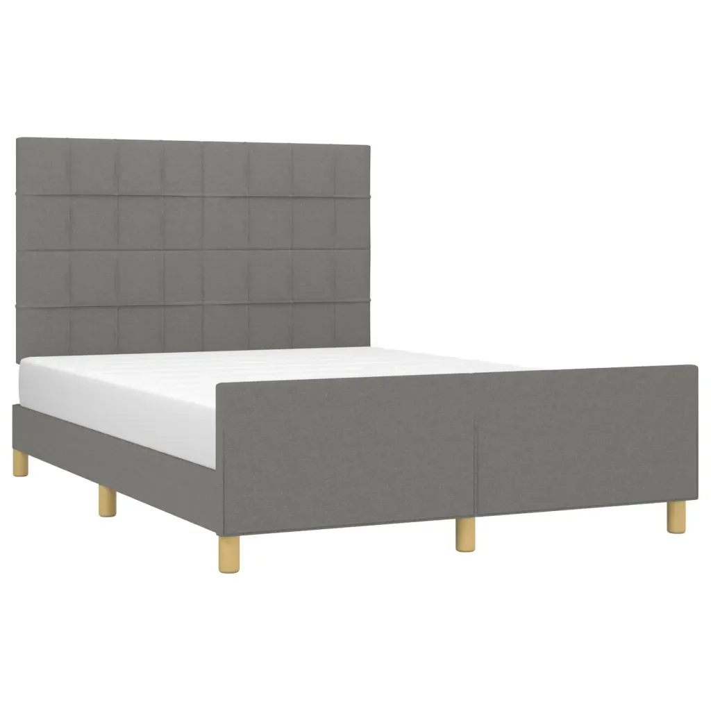 Letto matrimoniale | Letto per adulti | Giroletto senza Materasso Grigio Scuro 140x200 cm Tessuto - Image 4