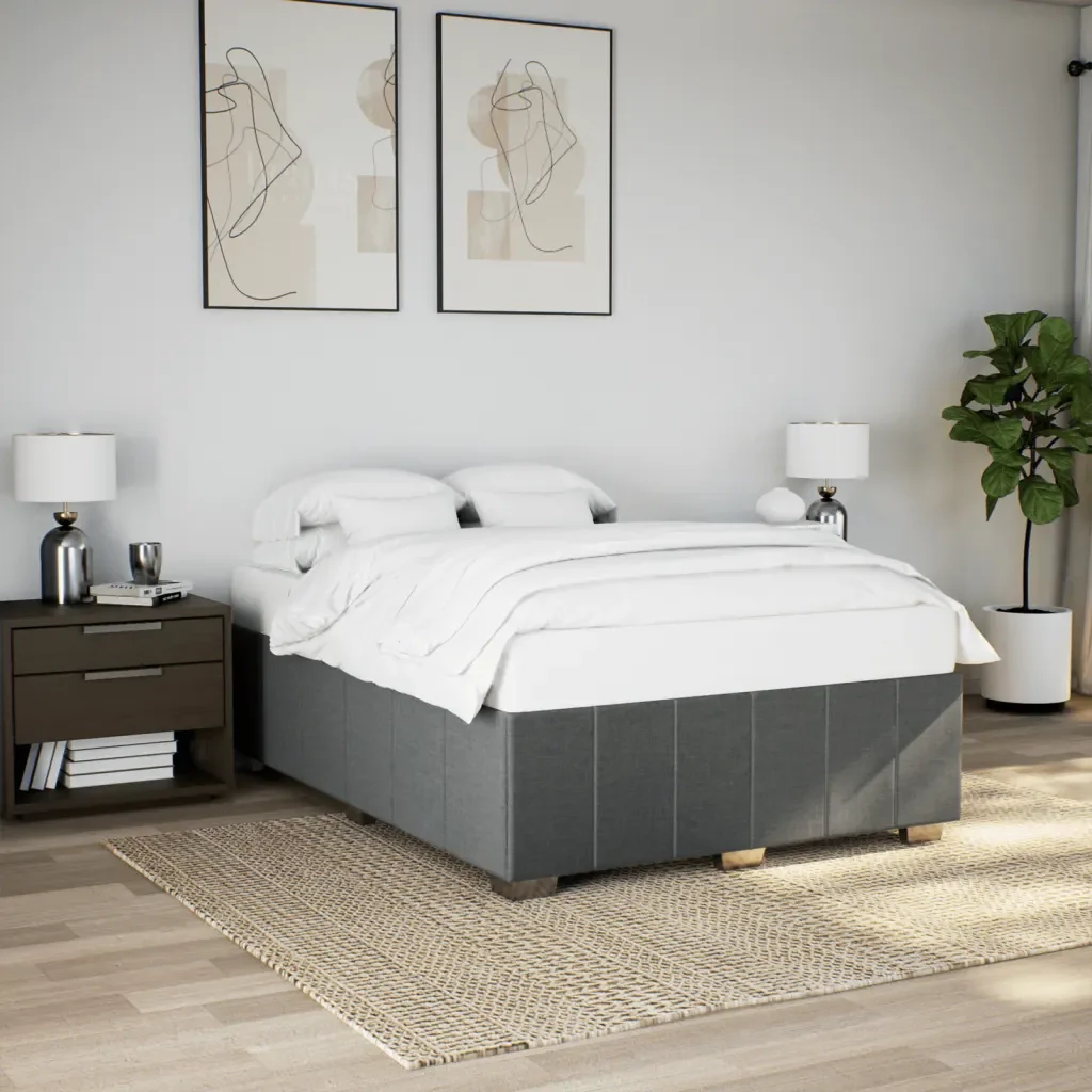 Letto matrimoniale | Letto per adulti | Giroletto senza Materasso Grigio Scuro 140x200 cm Tessuto - Image 2