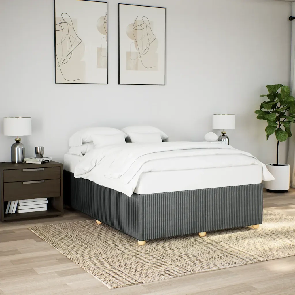 Letto matrimoniale | Letto per adulti | Giroletto senza Materasso Grigio Scuro 140x200 cm Tessuto - Image 2