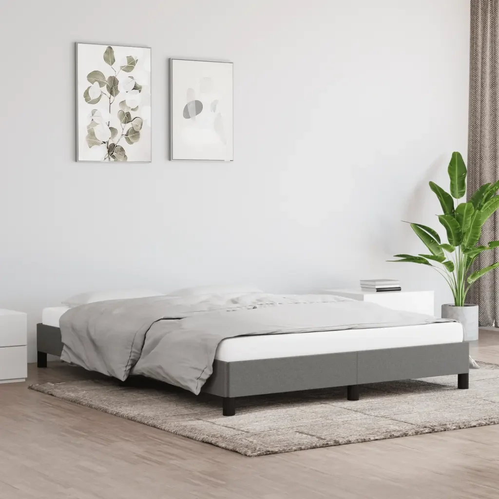 Letto matrimoniale | Letto per adulti | Giroletto senza Materasso Grigio Scuro 140x200 cm Tessuto - Image 2