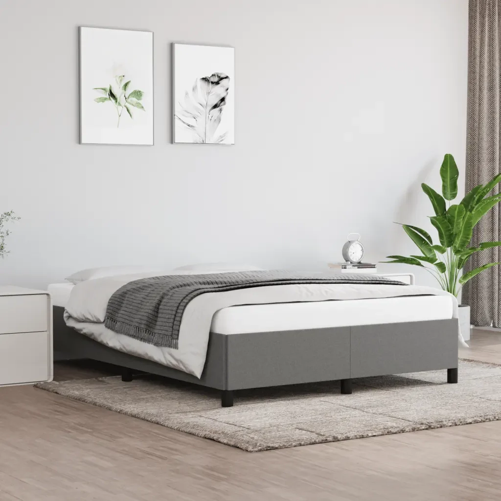 Letto matrimoniale | Letto per adulti | Giroletto senza Materasso Grigio Scuro 140x200 cm Tessuto - Image 2