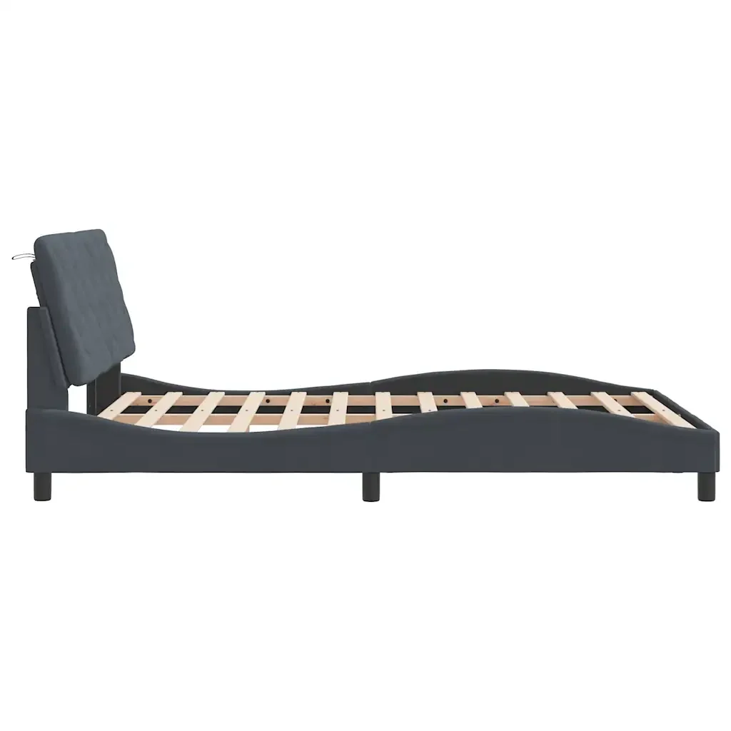 Letto matrimoniale | Letto per adulti | Giroletto senza Materasso Grigio Scuro 140x200 cm Velluto - Image 6
