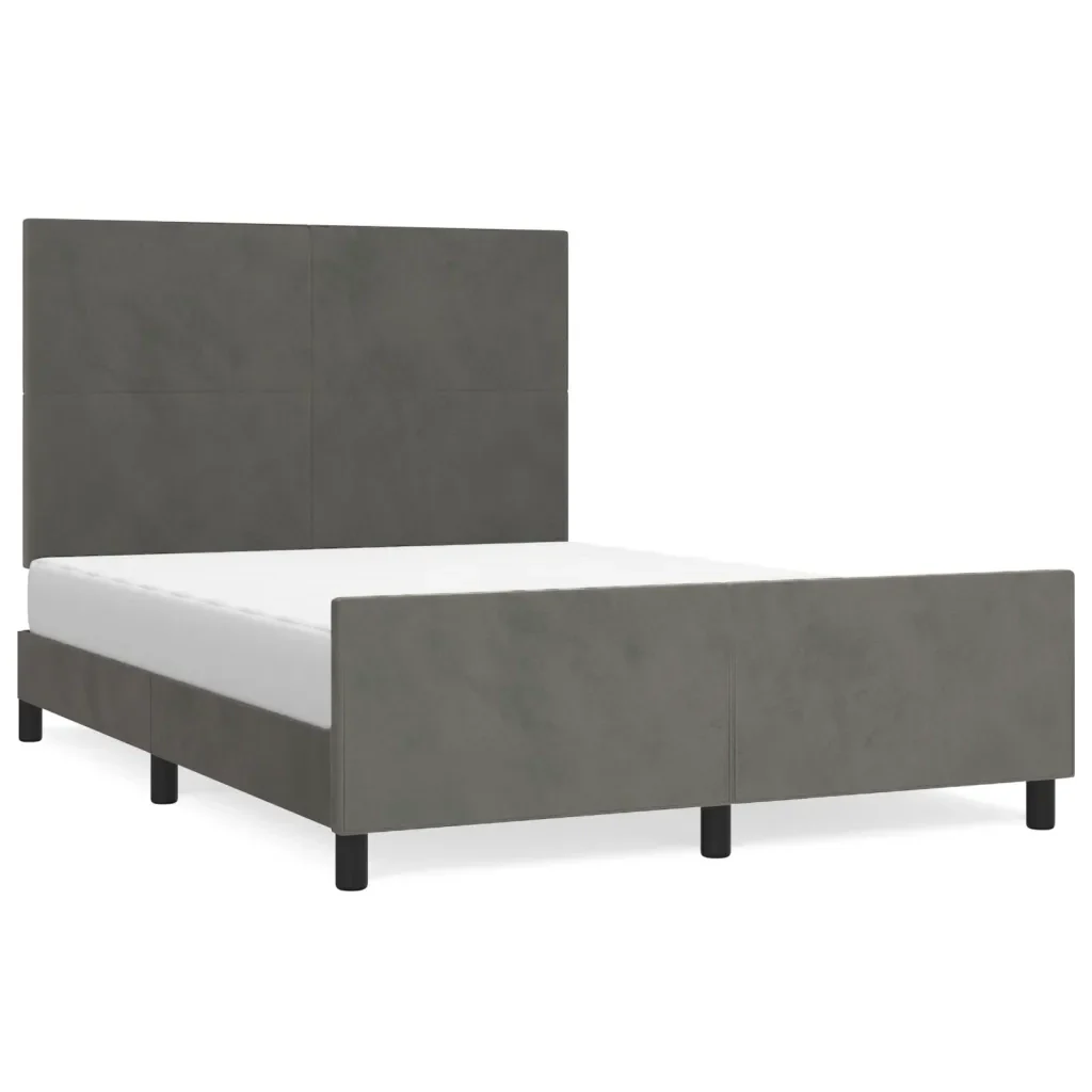 Letto matrimoniale | Letto per adulti | Giroletto senza Materasso Grigio Scuro 140x200 cm Velluto