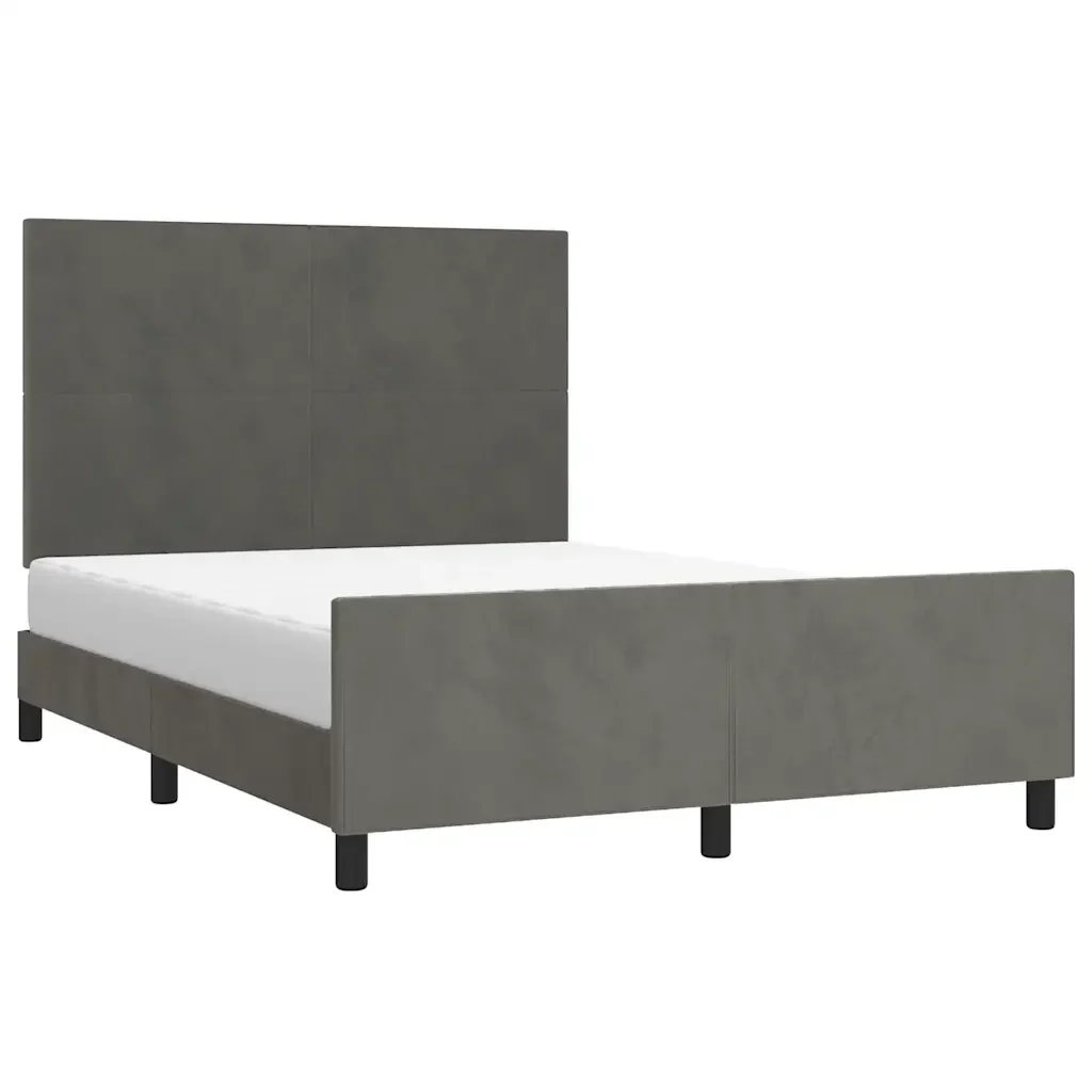 Letto matrimoniale | Letto per adulti | Giroletto senza Materasso Grigio Scuro 140x200 cm Velluto - Image 3