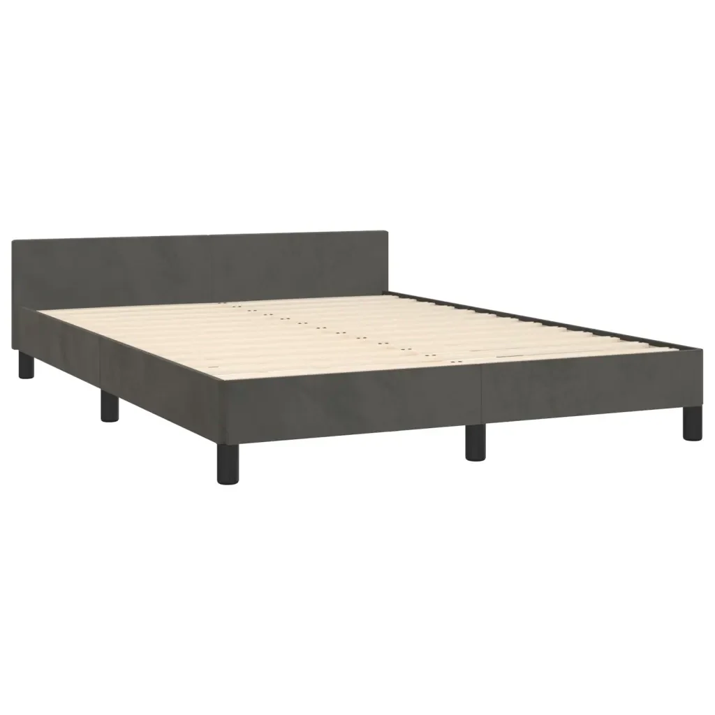 Letto matrimoniale | Letto per adulti | Giroletto senza Materasso Grigio Scuro 140x200 cm Velluto - Image 5