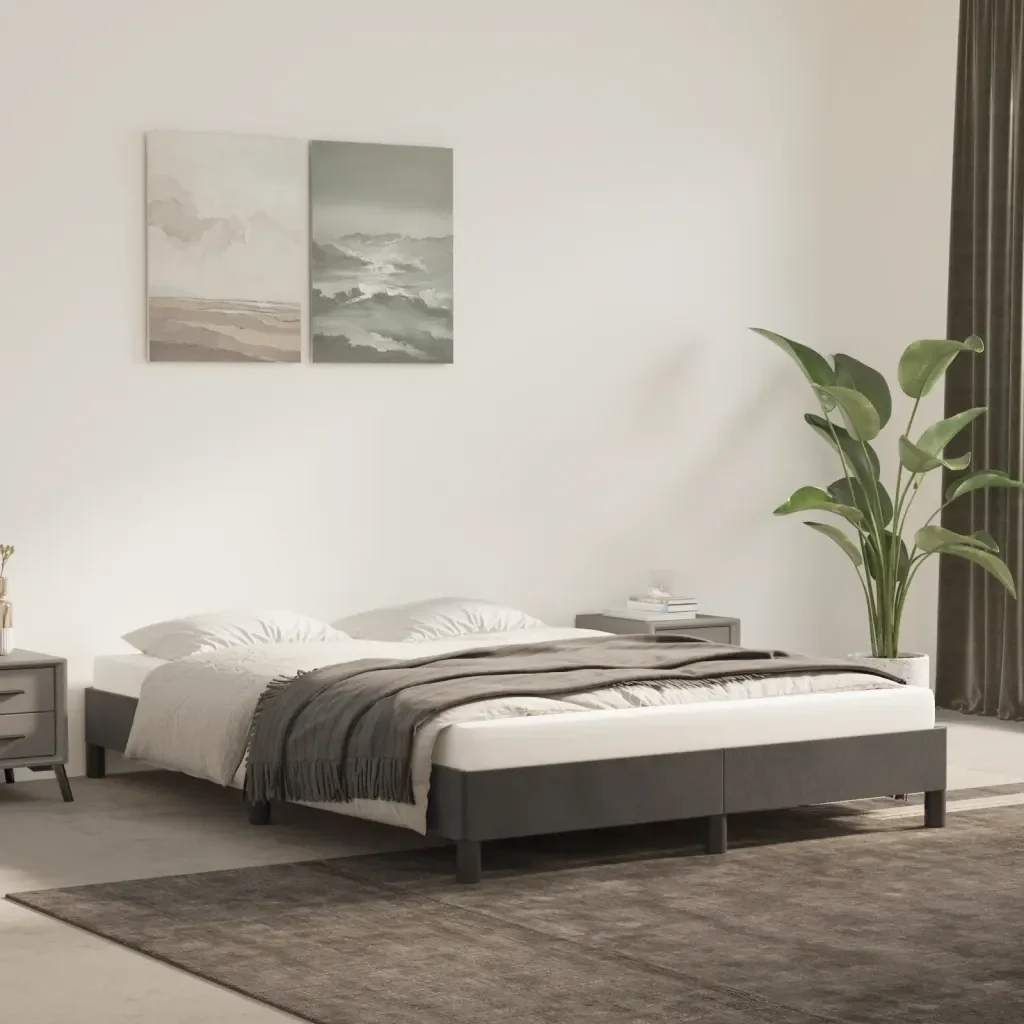 Letto matrimoniale | Letto per adulti | Giroletto senza Materasso Grigio Scuro 140x200 cm Velluto - Image 2