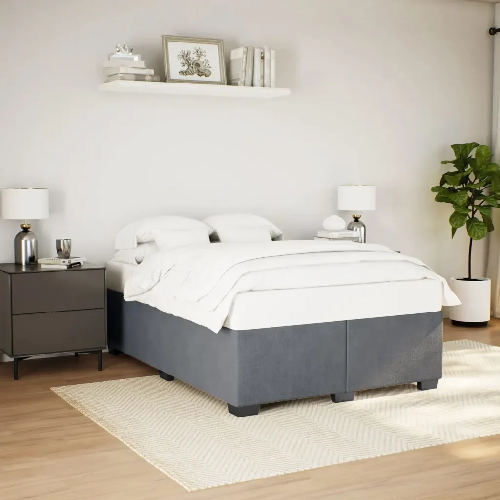 Letto matrimoniale | Letto per adulti | Giroletto senza Materasso Grigio Scuro 140x200 cm Velluto - Image 2