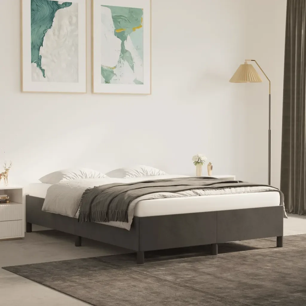 Letto matrimoniale | Letto per adulti | Giroletto senza Materasso Grigio Scuro 140x200 cm Velluto - Image 2