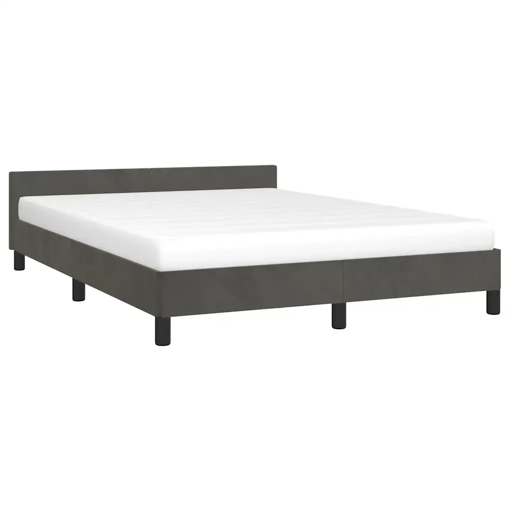 Letto matrimoniale | Letto per adulti | Giroletto senza Materasso Grigio Scuro 140x200 cm Velluto - Image 4