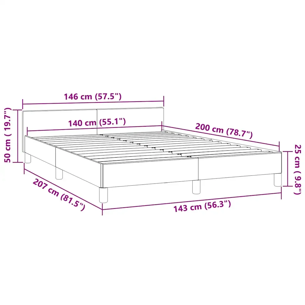 Letto matrimoniale | Letto per adulti | Giroletto senza Materasso Grigio Scuro 140x200 cm Velluto - Image 9