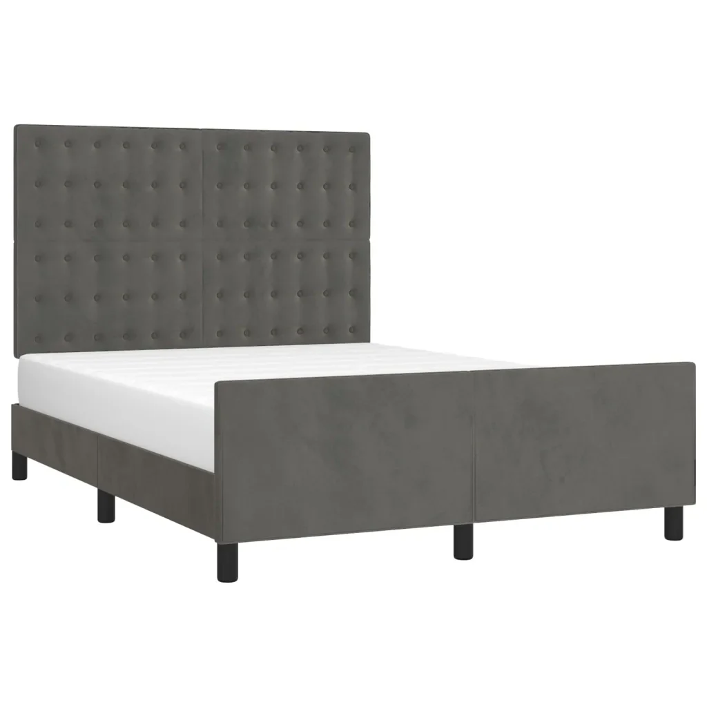 Letto matrimoniale | Letto per adulti | Giroletto senza Materasso Grigio Scuro 140x200 cm Velluto - Image 4