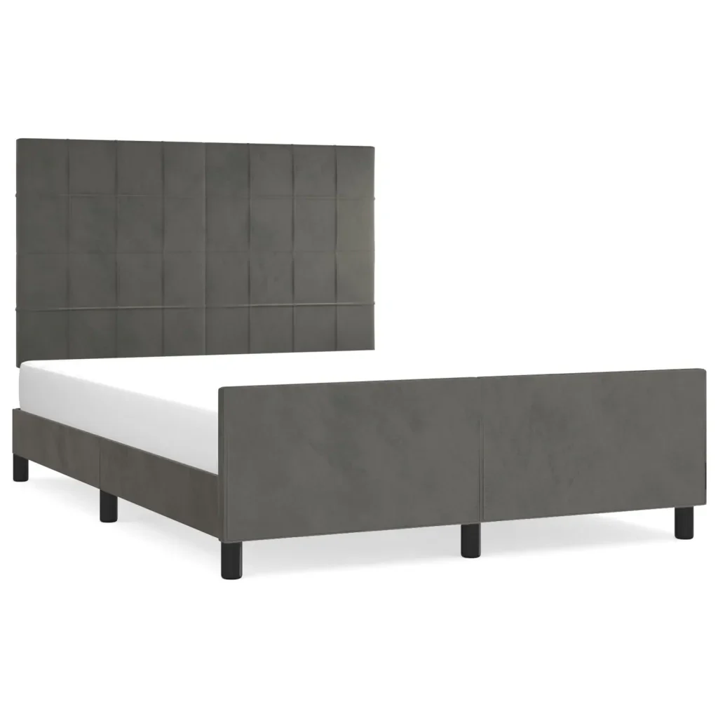 Letto matrimoniale | Letto per adulti | Giroletto senza Materasso Grigio Scuro 140x200 cm Velluto
