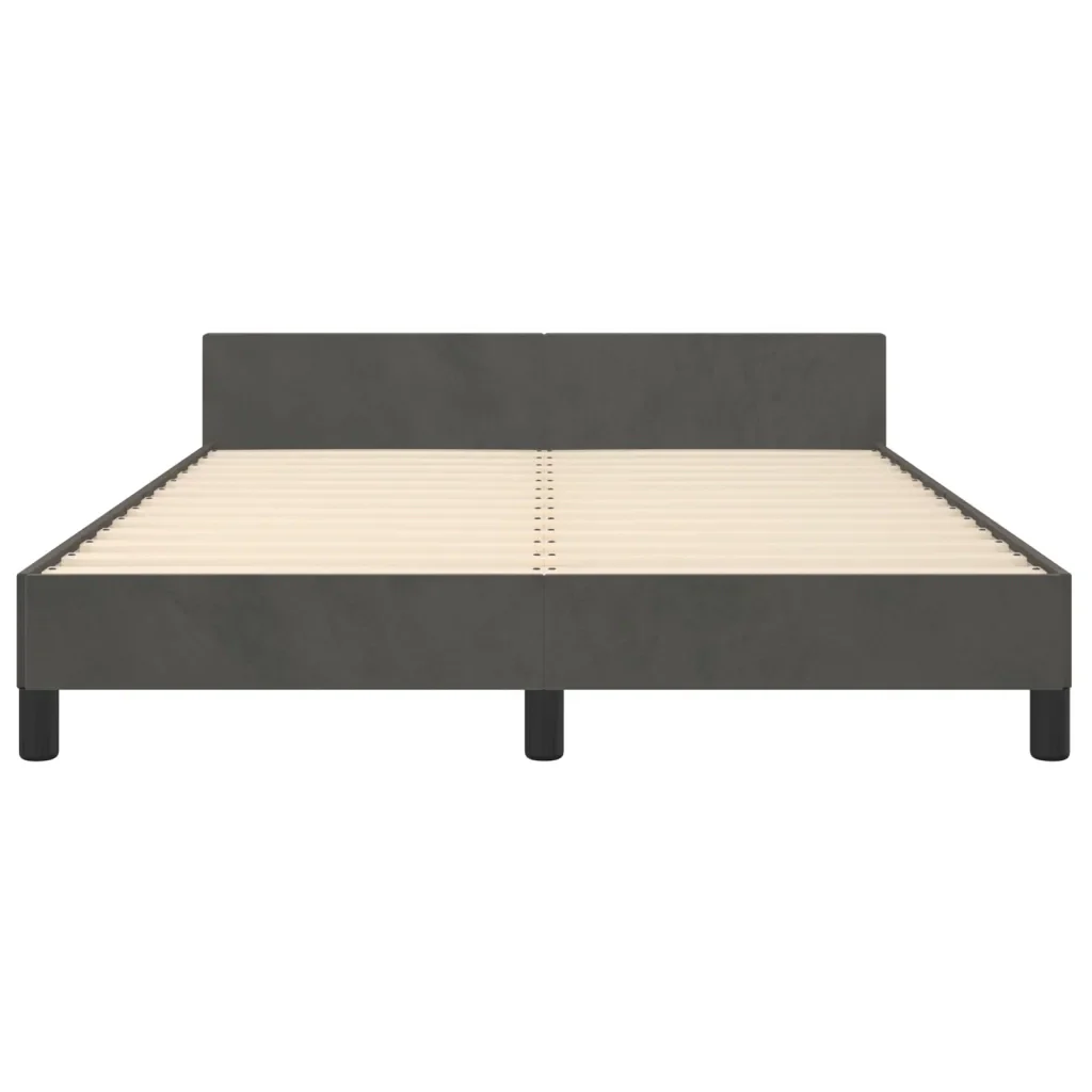 Letto matrimoniale | Letto per adulti | Giroletto senza Materasso Grigio Scuro 140x200 cm Velluto - Image 6