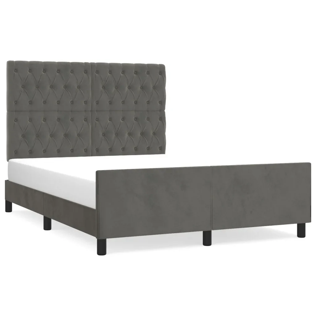 Letto matrimoniale | Letto per adulti | Giroletto senza Materasso Grigio Scuro 140x200 cm Velluto