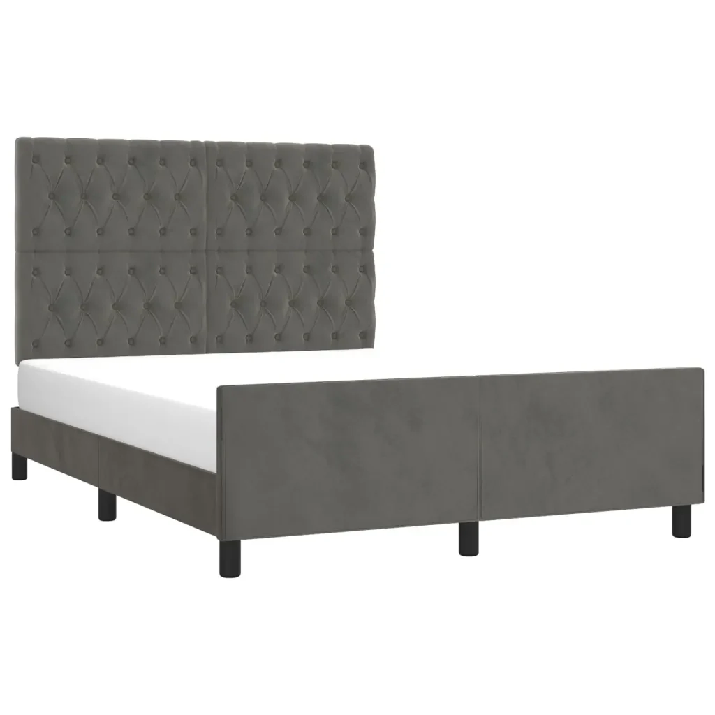 Letto matrimoniale | Letto per adulti | Giroletto senza Materasso Grigio Scuro 140x200 cm Velluto - Image 3