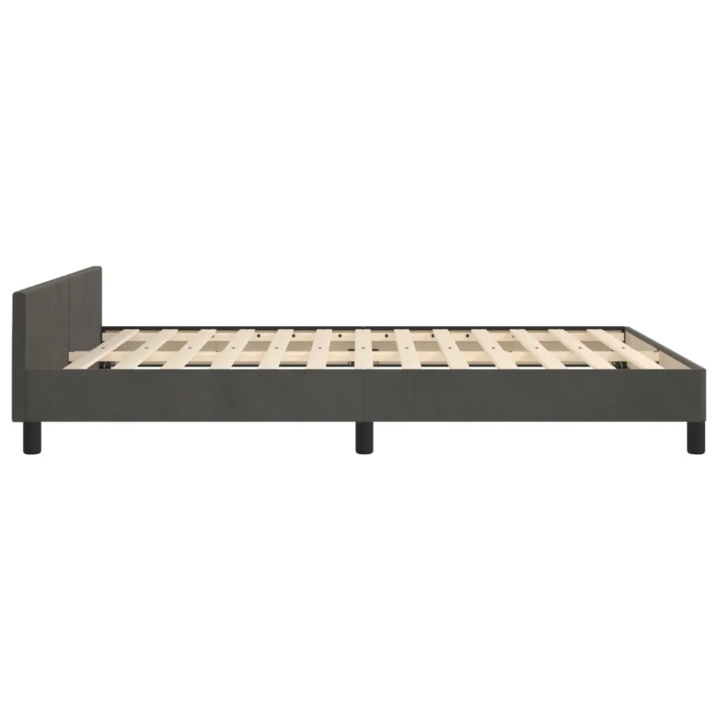 Letto matrimoniale | Letto per adulti | Giroletto senza Materasso Grigio Scuro 140x200 cm Velluto - Image 7