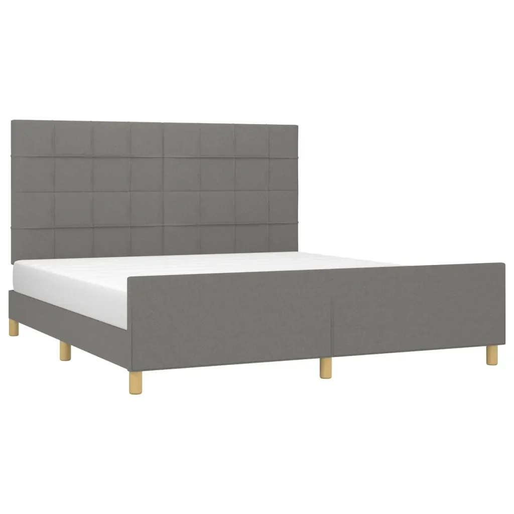 Letto matrimoniale | Letto per adulti | Giroletto senza Materasso Grigio Scuro 160x200 cm Tessuto - Image 3