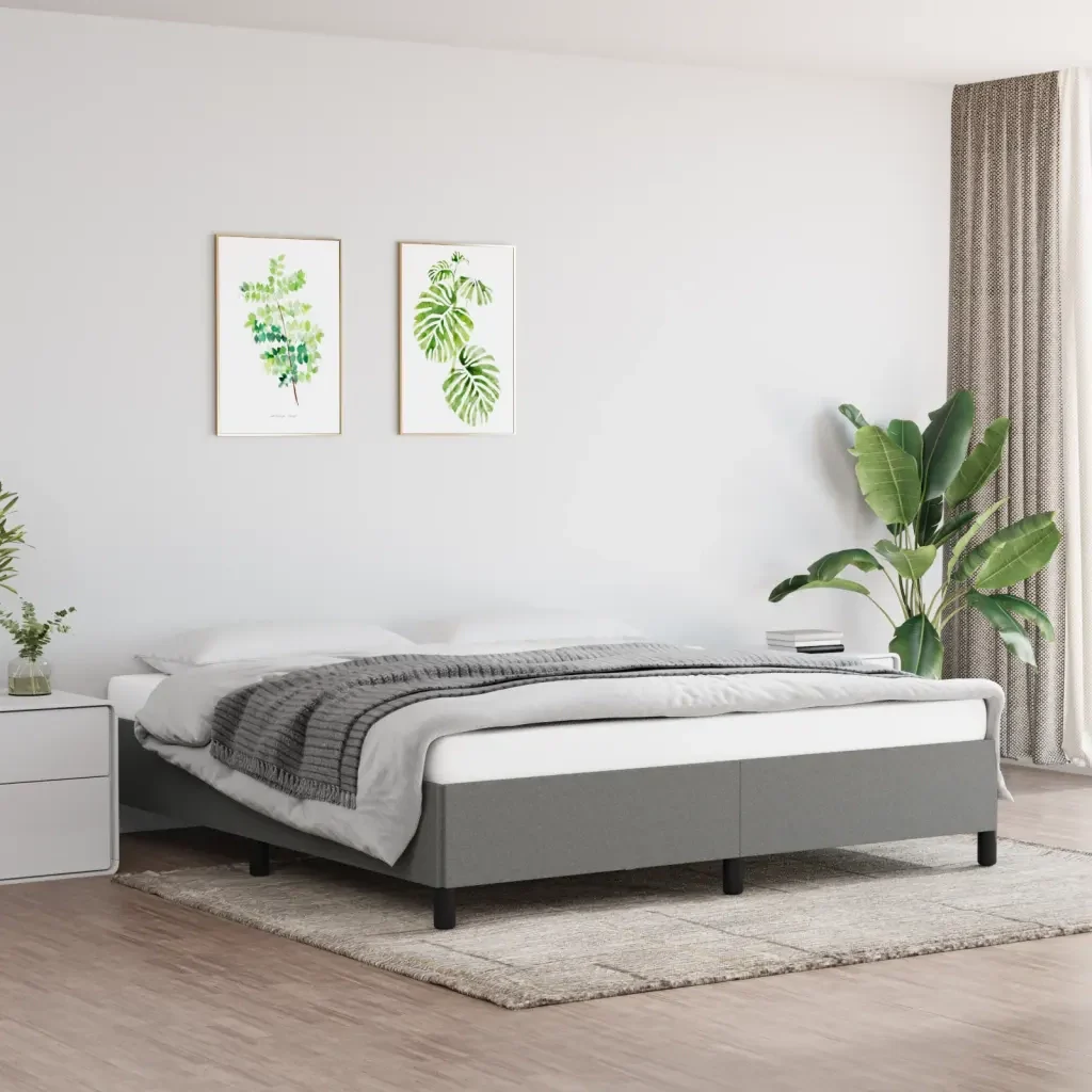 Letto matrimoniale | Letto per adulti | Giroletto senza Materasso Grigio Scuro 160x200 cm Tessuto - Image 2
