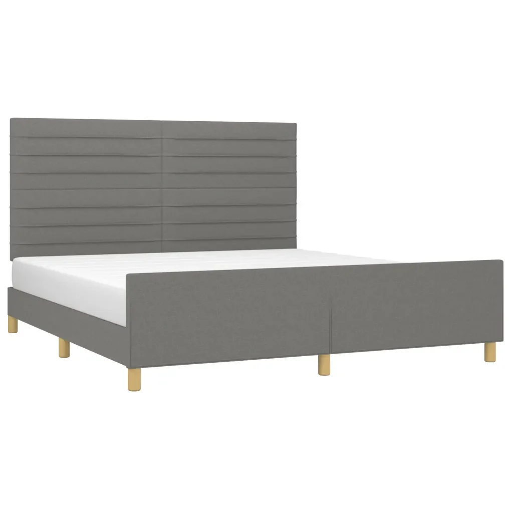 Letto matrimoniale | Letto per adulti | Giroletto senza Materasso Grigio Scuro 160x200 cm Tessuto - Image 4