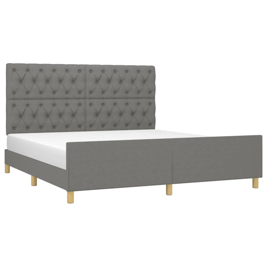 Letto matrimoniale | Letto per adulti | Giroletto senza Materasso Grigio Scuro 160x200 cm Tessuto - Image 4