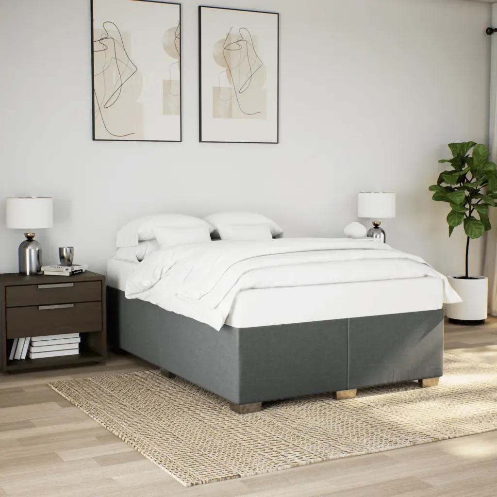 Letto matrimoniale | Letto per adulti | Giroletto senza Materasso Grigio Scuro 160x200 cm Tessuto - Image 2