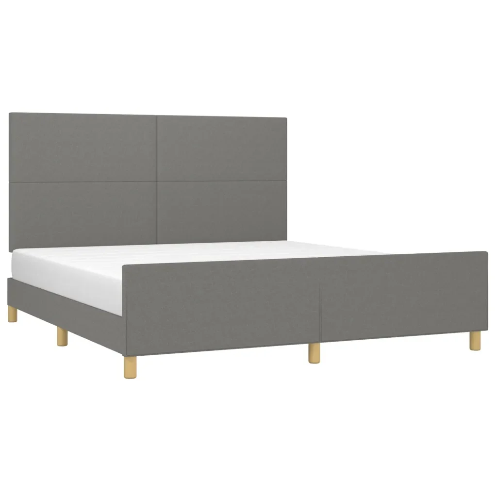 Letto matrimoniale | Letto per adulti | Giroletto senza Materasso Grigio Scuro 160x200 cm Tessuto - Image 4