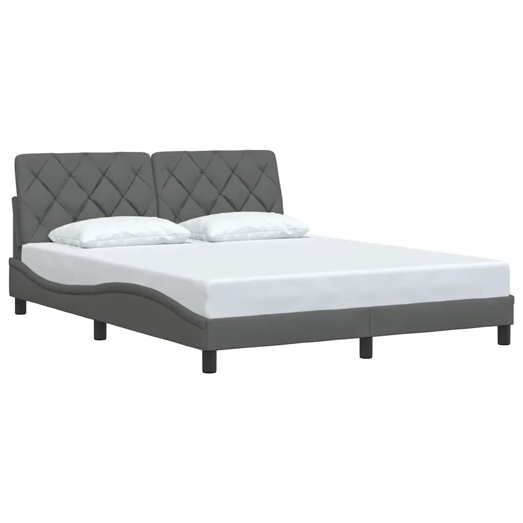 Letto matrimoniale | Letto per adulti | Giroletto senza Materasso Grigio Scuro 160x200 cm Tessuto - Image 4