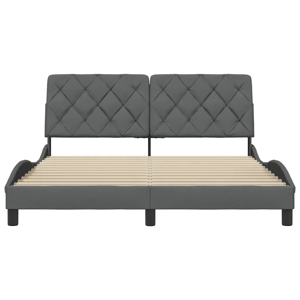 Letto matrimoniale | Letto per adulti | Giroletto senza Materasso Grigio Scuro 160x200 cm Tessuto - Image 5