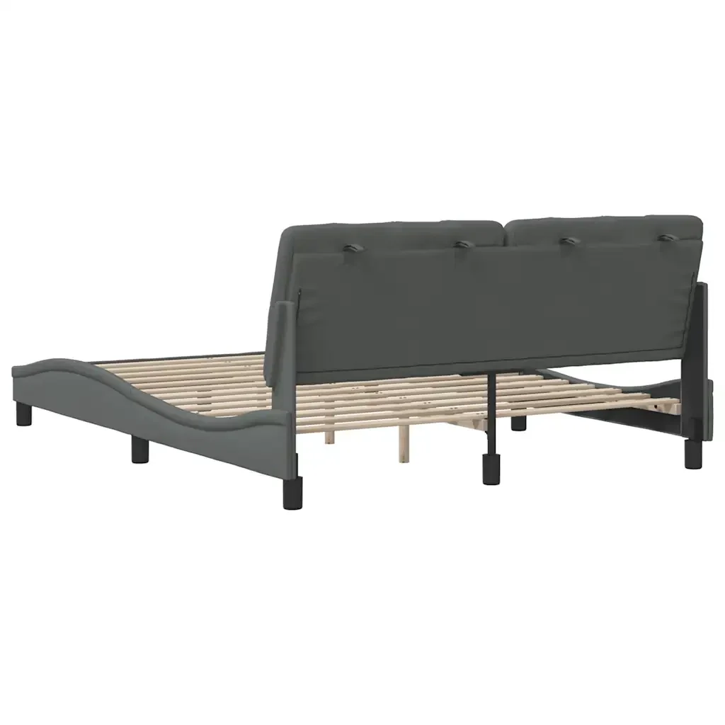 Letto matrimoniale | Letto per adulti | Giroletto senza Materasso Grigio Scuro 160x200 cm Tessuto - Image 9