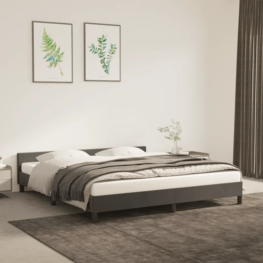 Letto matrimoniale | Letto per adulti | Giroletto senza Materasso Grigio Scuro 160x200 cm Velluto - Image 2
