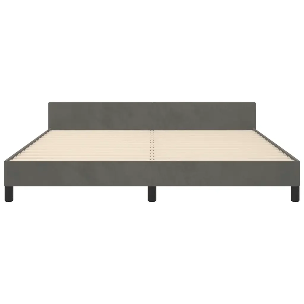 Letto matrimoniale | Letto per adulti | Giroletto senza Materasso Grigio Scuro 160x200 cm Velluto - Image 5
