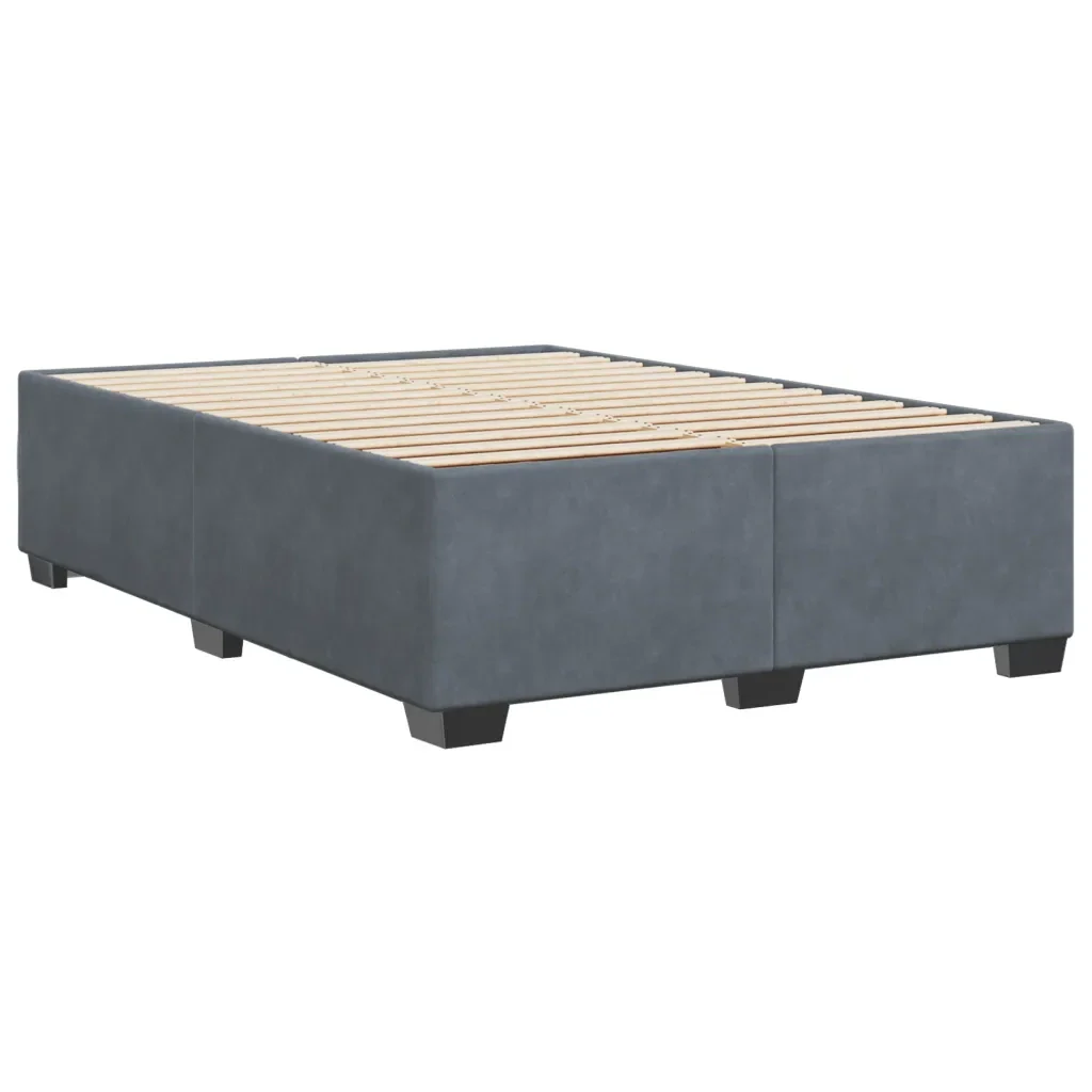 Letto matrimoniale | Letto per adulti | Giroletto senza Materasso Grigio Scuro 160x200 cm Velluto - Image 6