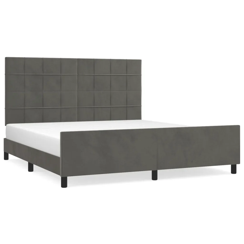Letto matrimoniale | Letto per adulti | Giroletto senza Materasso Grigio Scuro 160x200 cm Velluto