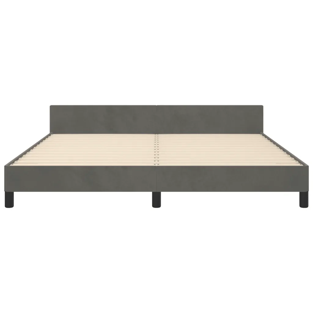 Letto matrimoniale | Letto per adulti | Giroletto senza Materasso Grigio Scuro 160x200 cm Velluto - Image 6