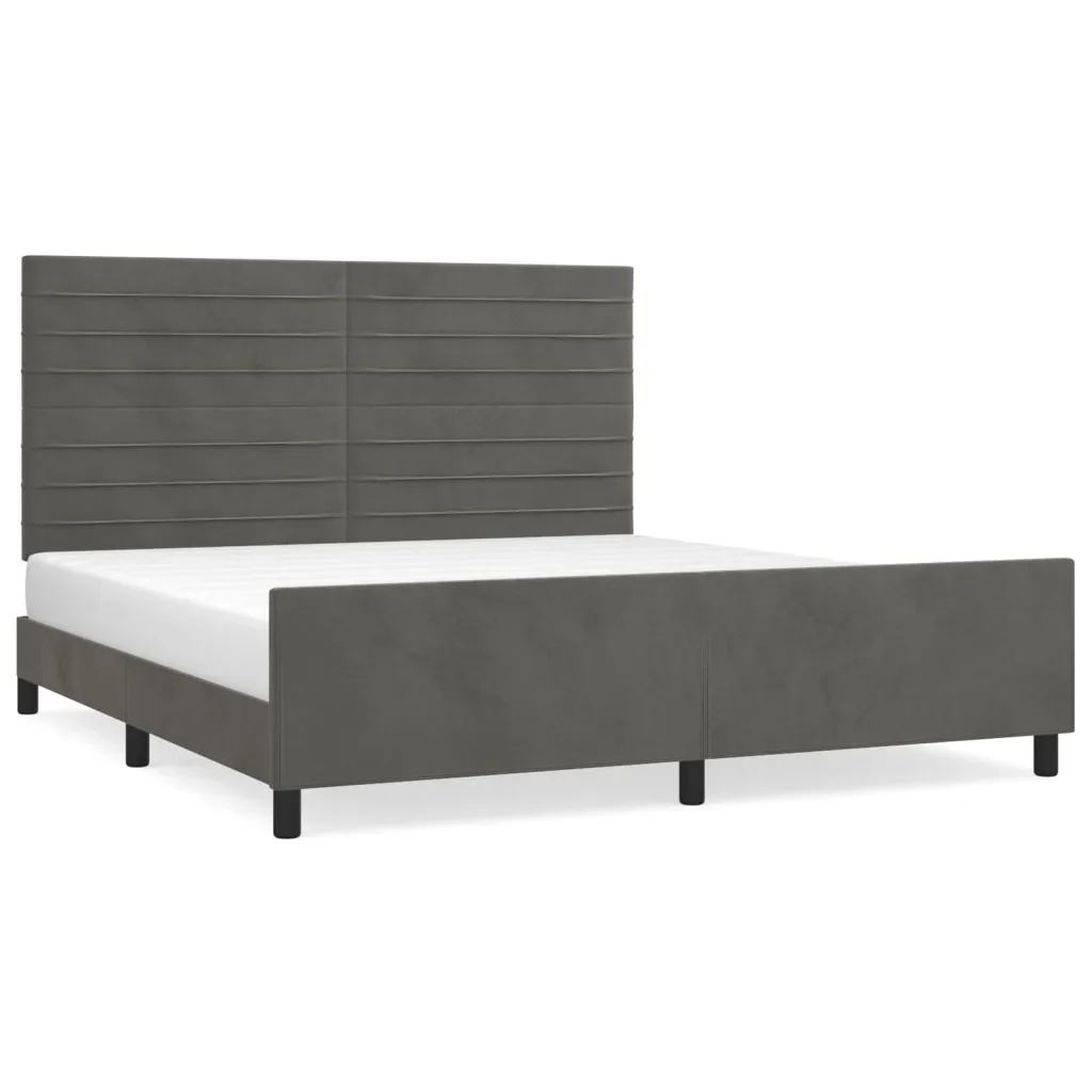Letto matrimoniale | Letto per adulti | Giroletto senza Materasso Grigio Scuro 160x200 cm Velluto
