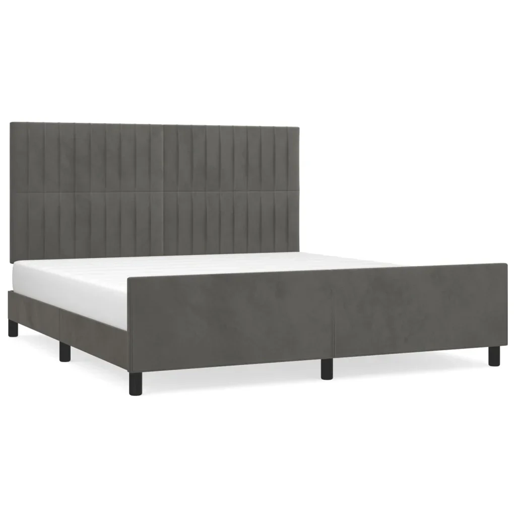 Letto matrimoniale | Letto per adulti | Giroletto senza Materasso Grigio Scuro 160x200 cm Velluto