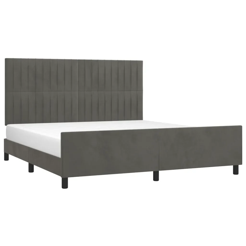 Letto matrimoniale | Letto per adulti | Giroletto senza Materasso Grigio Scuro 160x200 cm Velluto - Image 3
