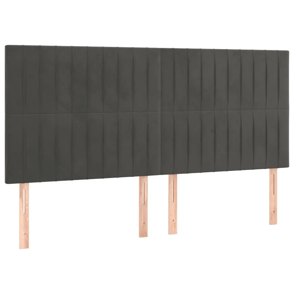 Letto matrimoniale | Letto per adulti | Giroletto senza Materasso Grigio Scuro 160x200 cm Velluto - Image 8
