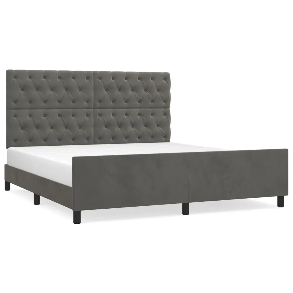Letto matrimoniale | Letto per adulti | Giroletto senza Materasso Grigio Scuro 160x200 cm Velluto