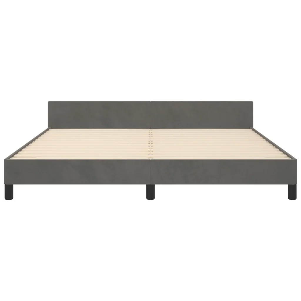 Letto matrimoniale | Letto per adulti | Giroletto senza Materasso Grigio Scuro 160x200 cm Velluto - Image 6
