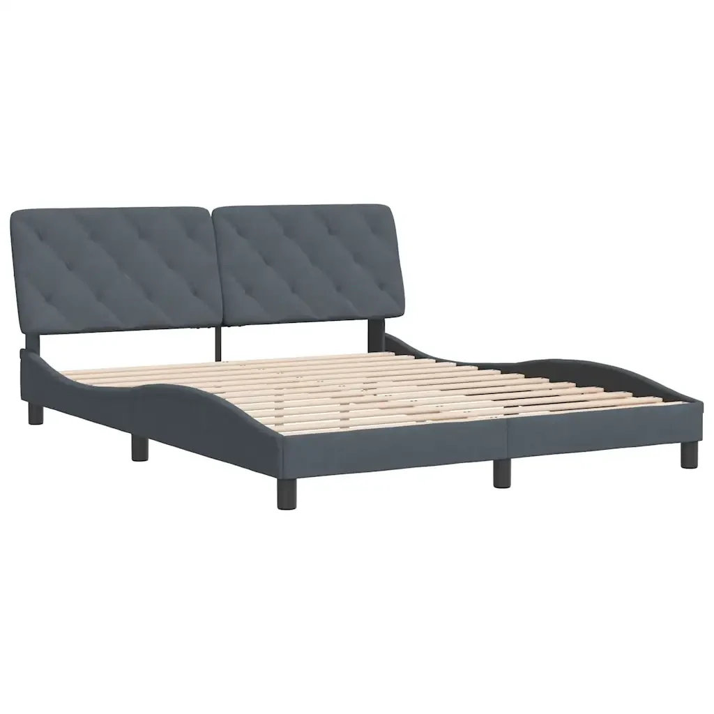Letto matrimoniale | Letto per adulti | Giroletto senza Materasso Grigio Scuro 160x200 cm Velluto - Image 3