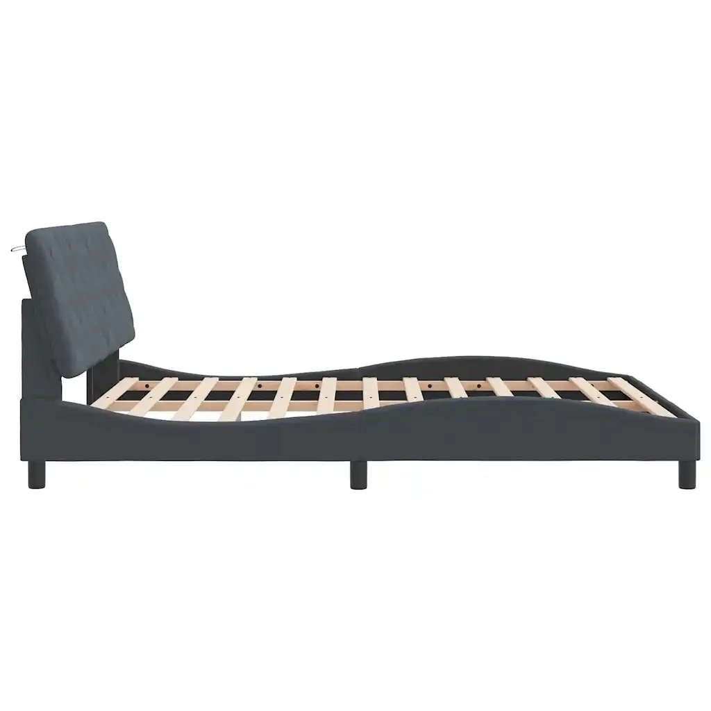 Letto matrimoniale | Letto per adulti | Giroletto senza Materasso Grigio Scuro 160x200 cm Velluto - Image 6