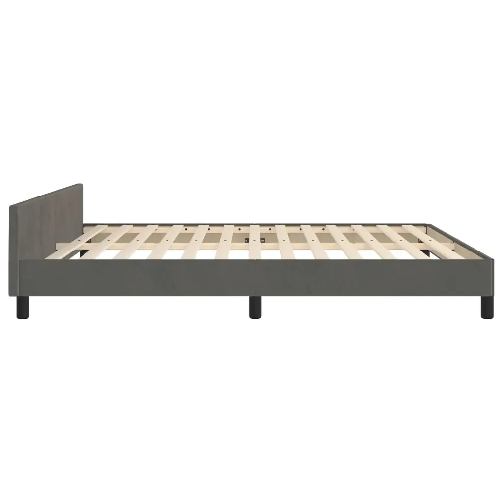 Letto matrimoniale | Letto per adulti | Giroletto senza Materasso Grigio Scuro 160x200 cm Velluto - Image 7