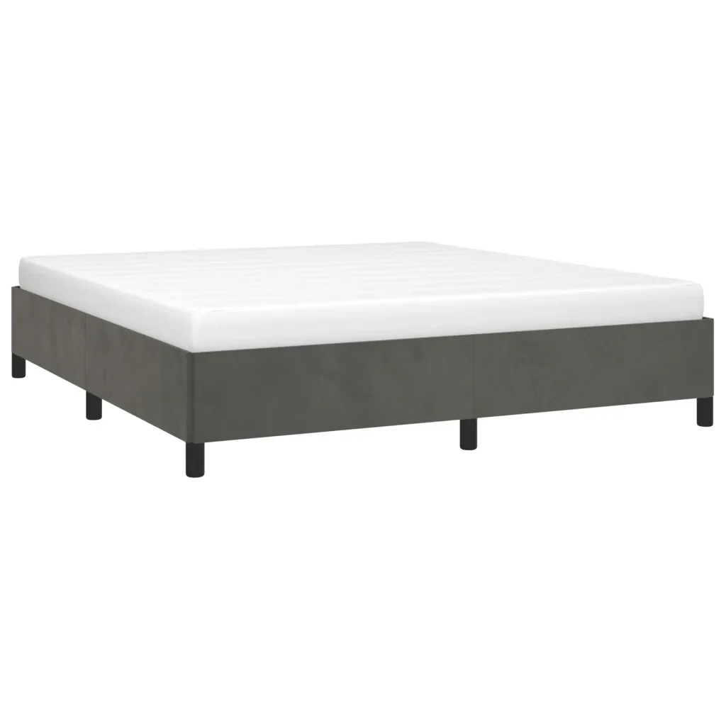 Letto matrimoniale | Letto per adulti | Giroletto senza Materasso Grigio Scuro 160x200 cm Velluto - Image 3